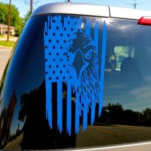 American Flag Eagle Wall Decal, Patriotic Vinyl Sticker, Blue 8*5inc